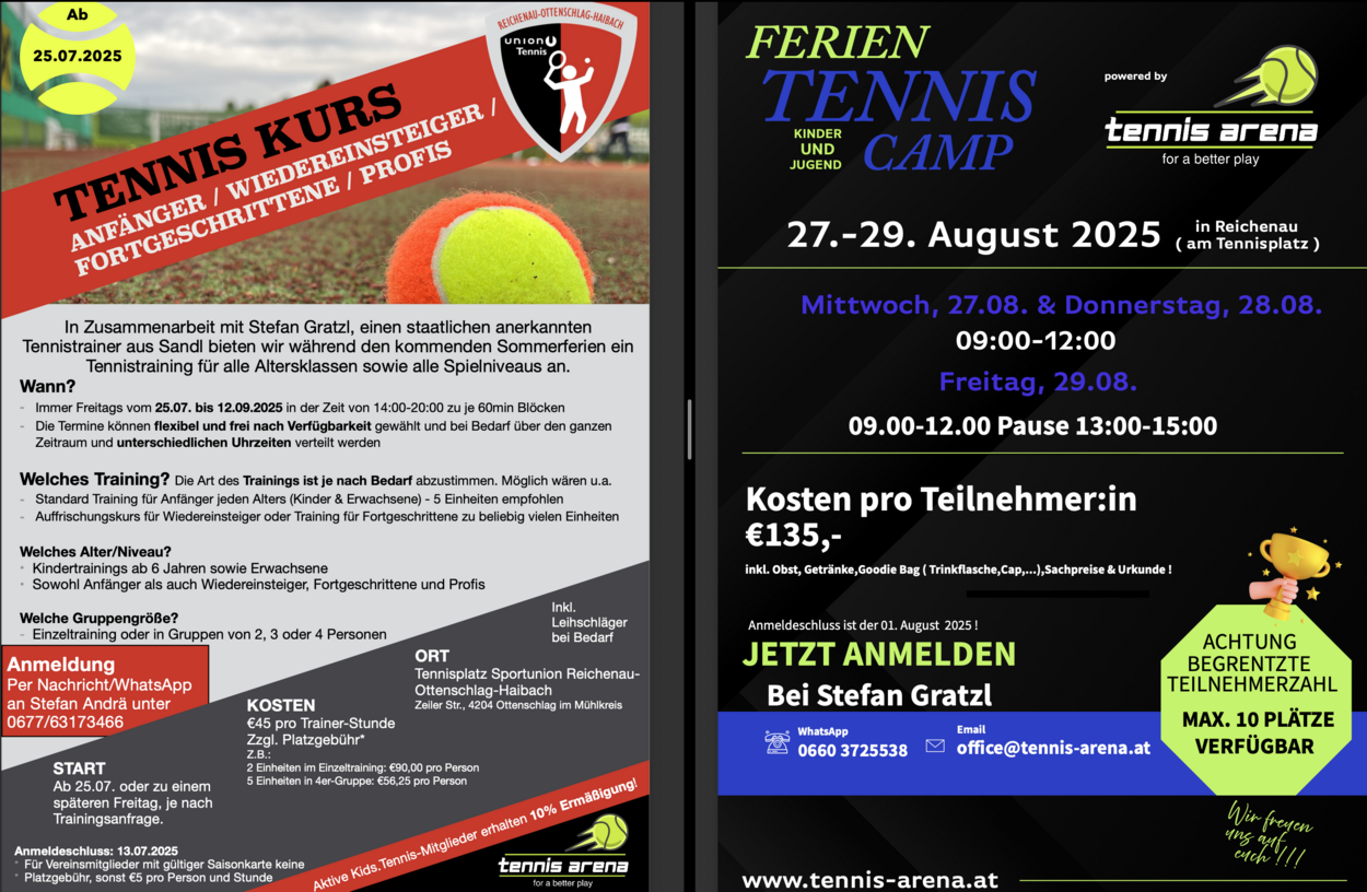 Tennis-Training in den Sommerferien 2025